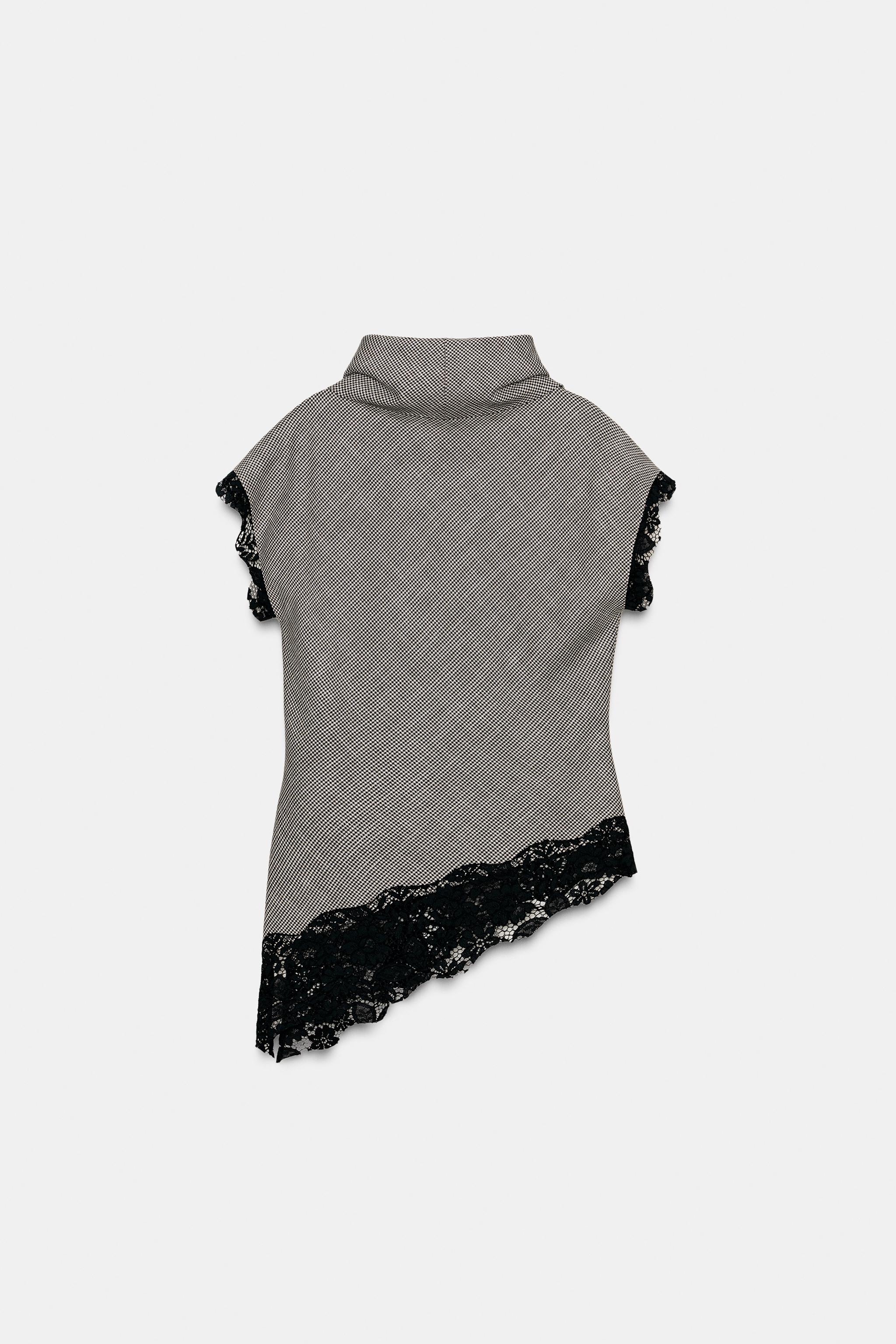 HOUNDSTOOTH LACE TOP